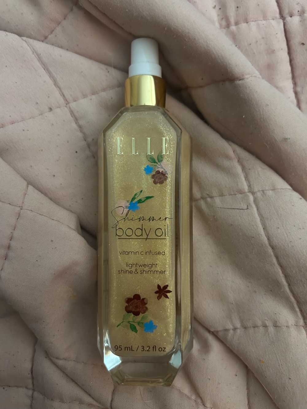 Elle Shimmer Body Oil - Gold with Floral Accents